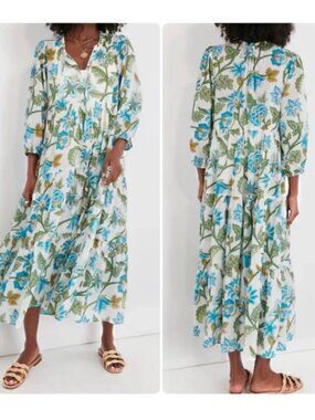 Tuckernuck Sea Glass Chintz Long Sleeve Salty Paloma Caftan TNUCK BEACH